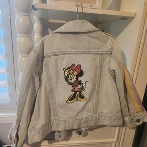 Disney Kids Jean Jacket with Minnie Mouse and Rainbow Sleeves